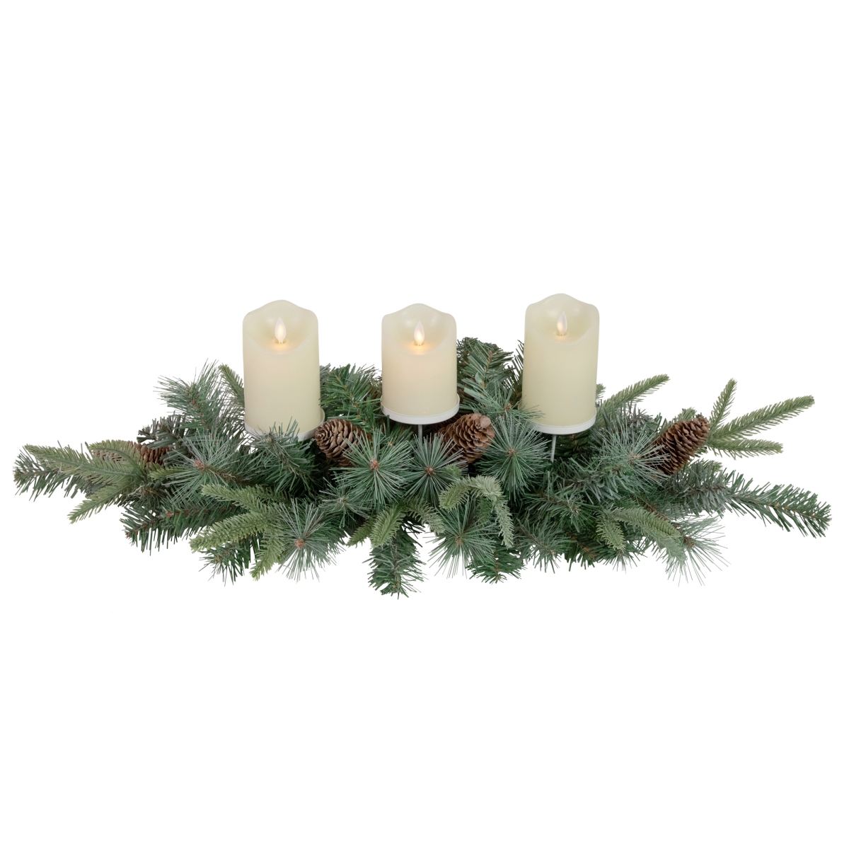 34936417 32 in. Artificial Mixed Pine & Pine Cones Christmas Candle Holder Centerpiece