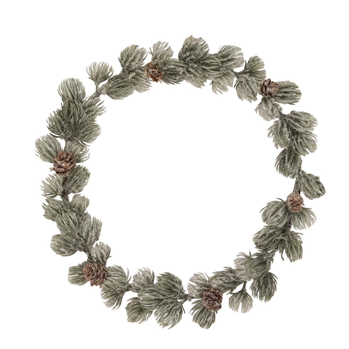 34977751 12 in. Mini Frosted Pine Christmas Wreath with Pine Cones