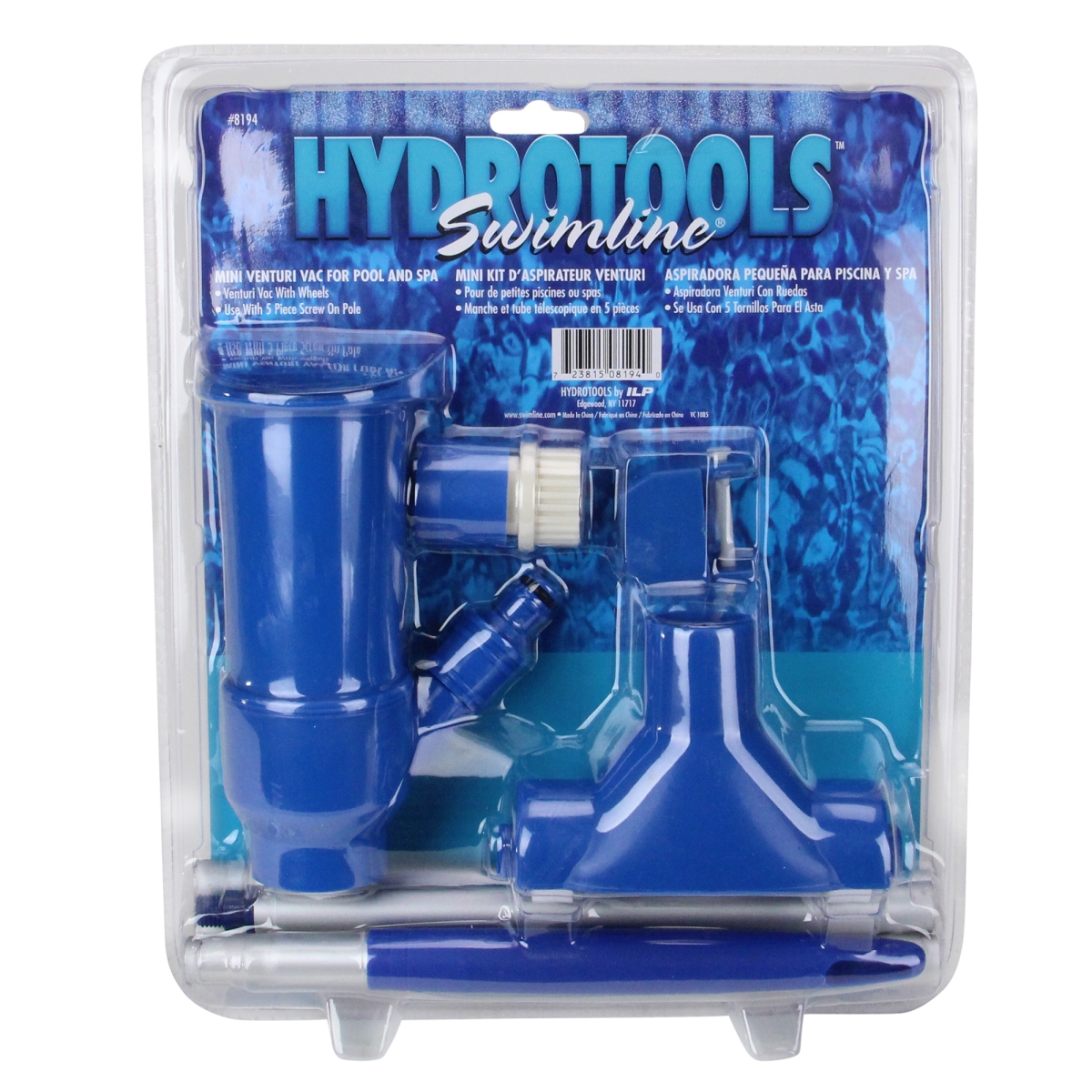 33386195 62 in. Mini Vacuum Tools with Wheels for Kiddie Pools, Blue & White