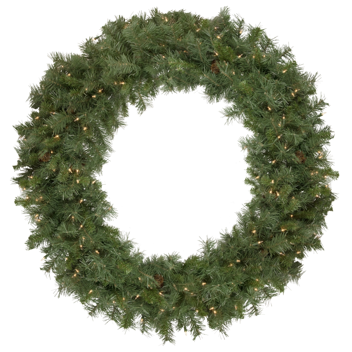 34908604 48 in. Pre-Lit Black River Pine Artificial Christmas Wreath with Clear Lights