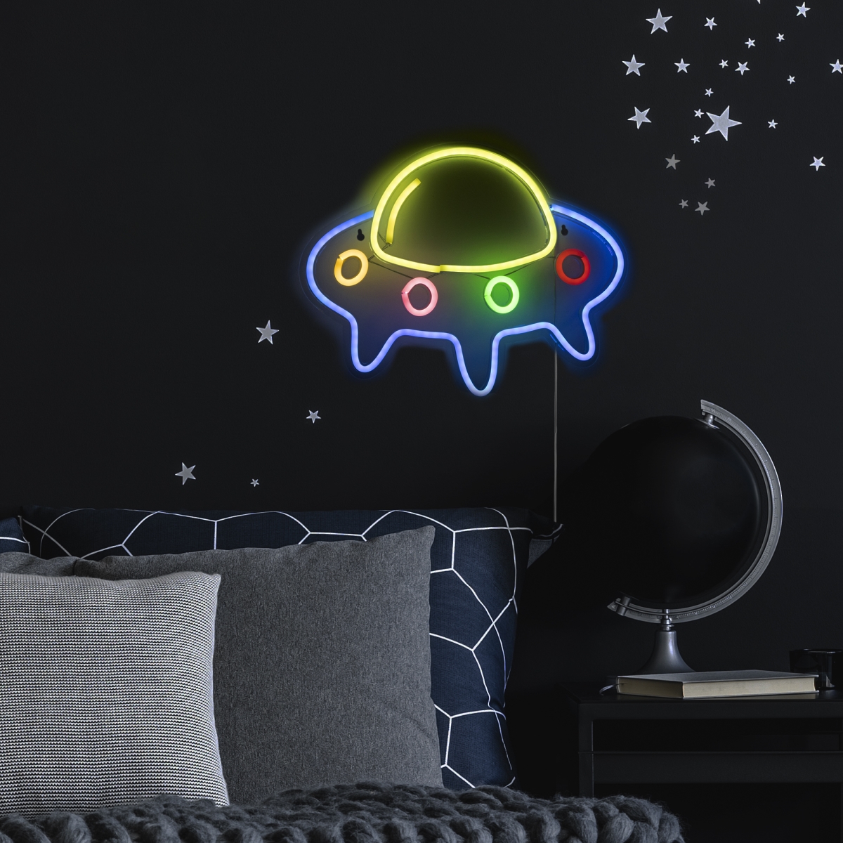 35127705 16 in. LED Neon Style Spaceship Wall Sign