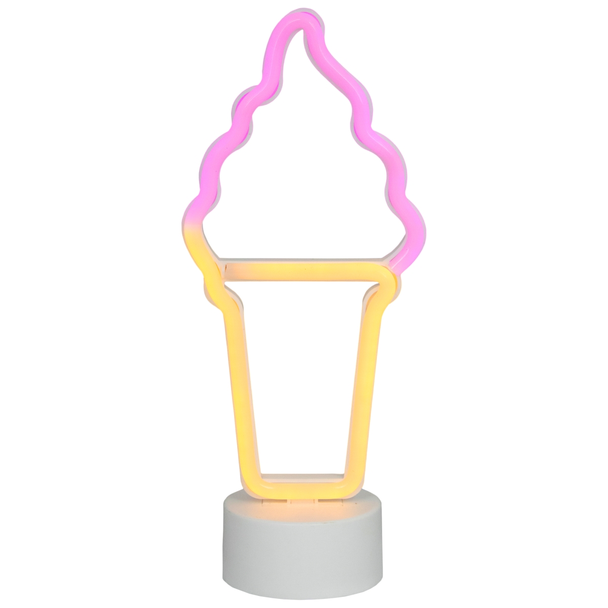 35127712 12 in. Ice Cream Cone LED Neon Style Table Sign, Pink