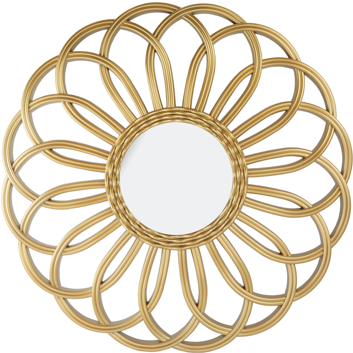 35166805 30 in. Round Rattan Sunflower Wall Mirror