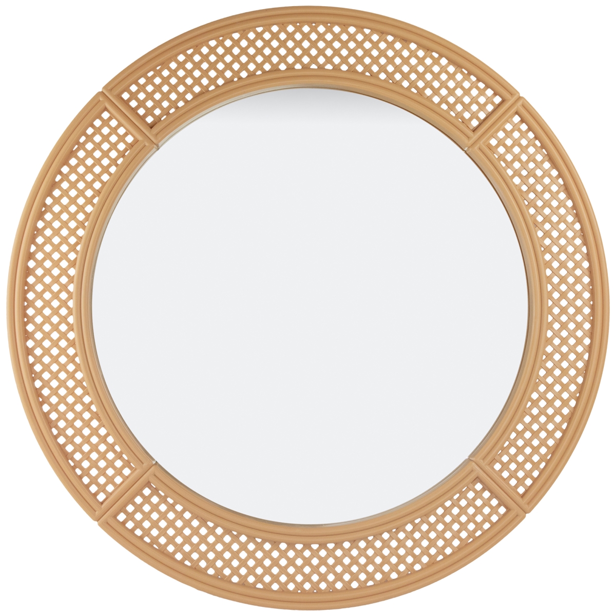 35166806 30 in. Round Rattan Weaved Wall Mirror