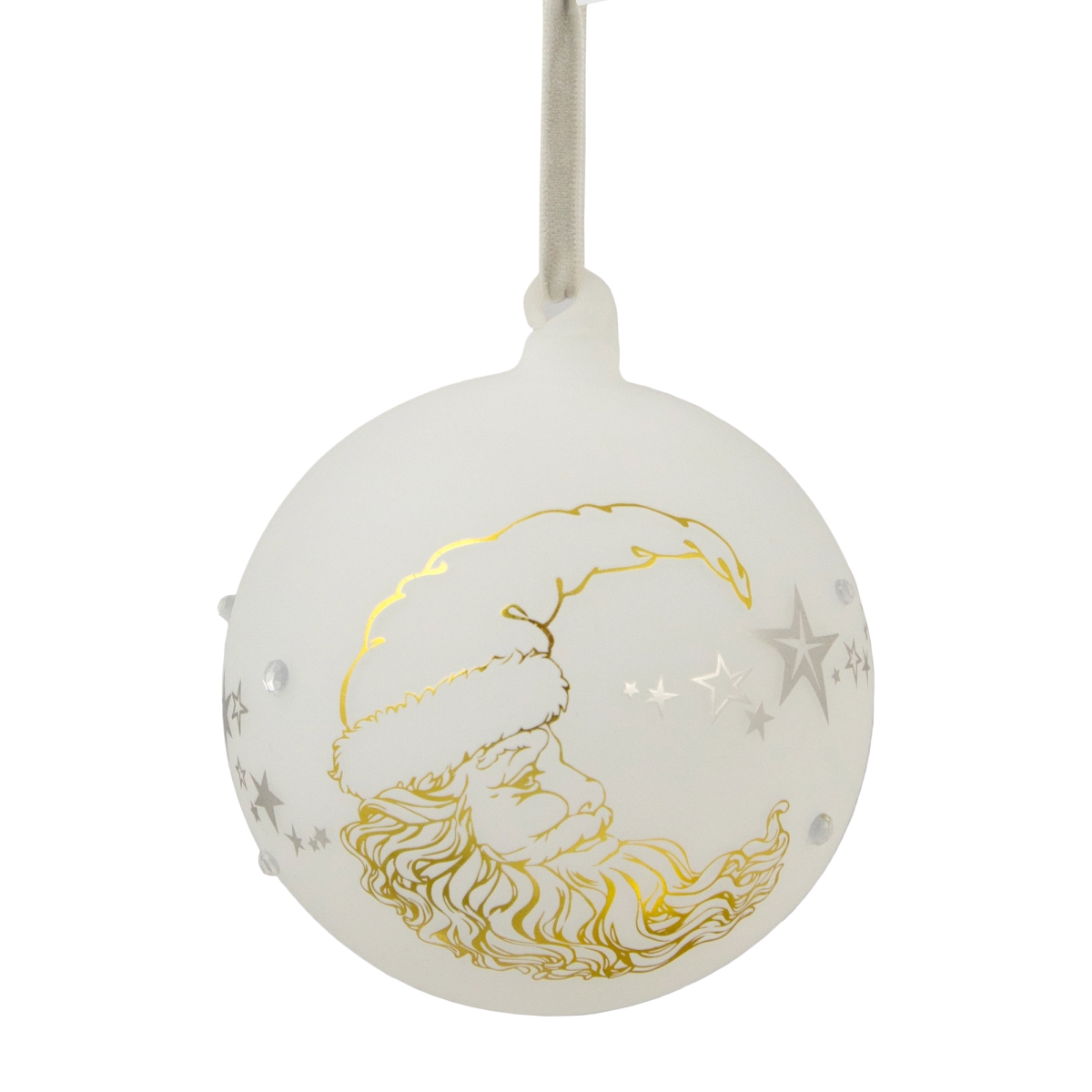 Picture of Northlight 35254051 4.5 in. Moon Santa Glass Christmas Ornament, White