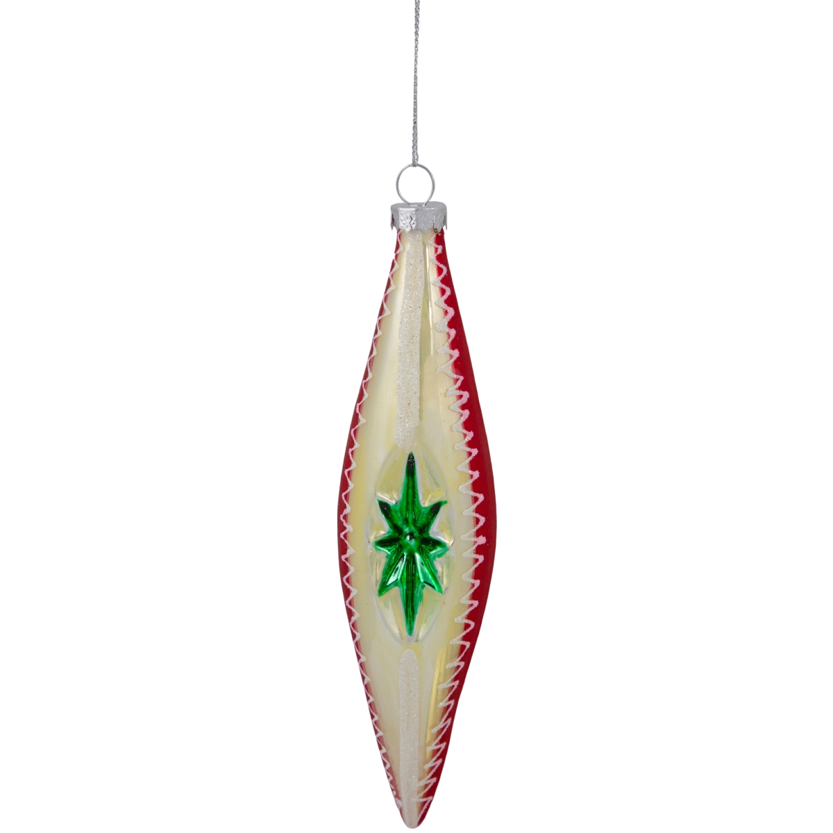 Picture of Northlight 35254052 6.75 in. Retro Reflector Finial Glass Christmas Ornament&#44; Green & White