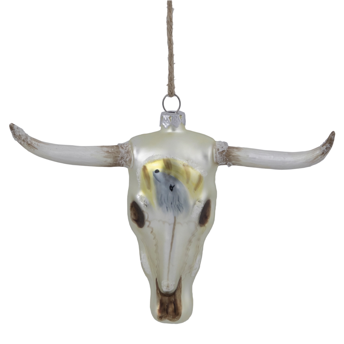 Picture of Northlight 35254053 5.75 in. Longhorn Glass Christmas Ornament, Beige