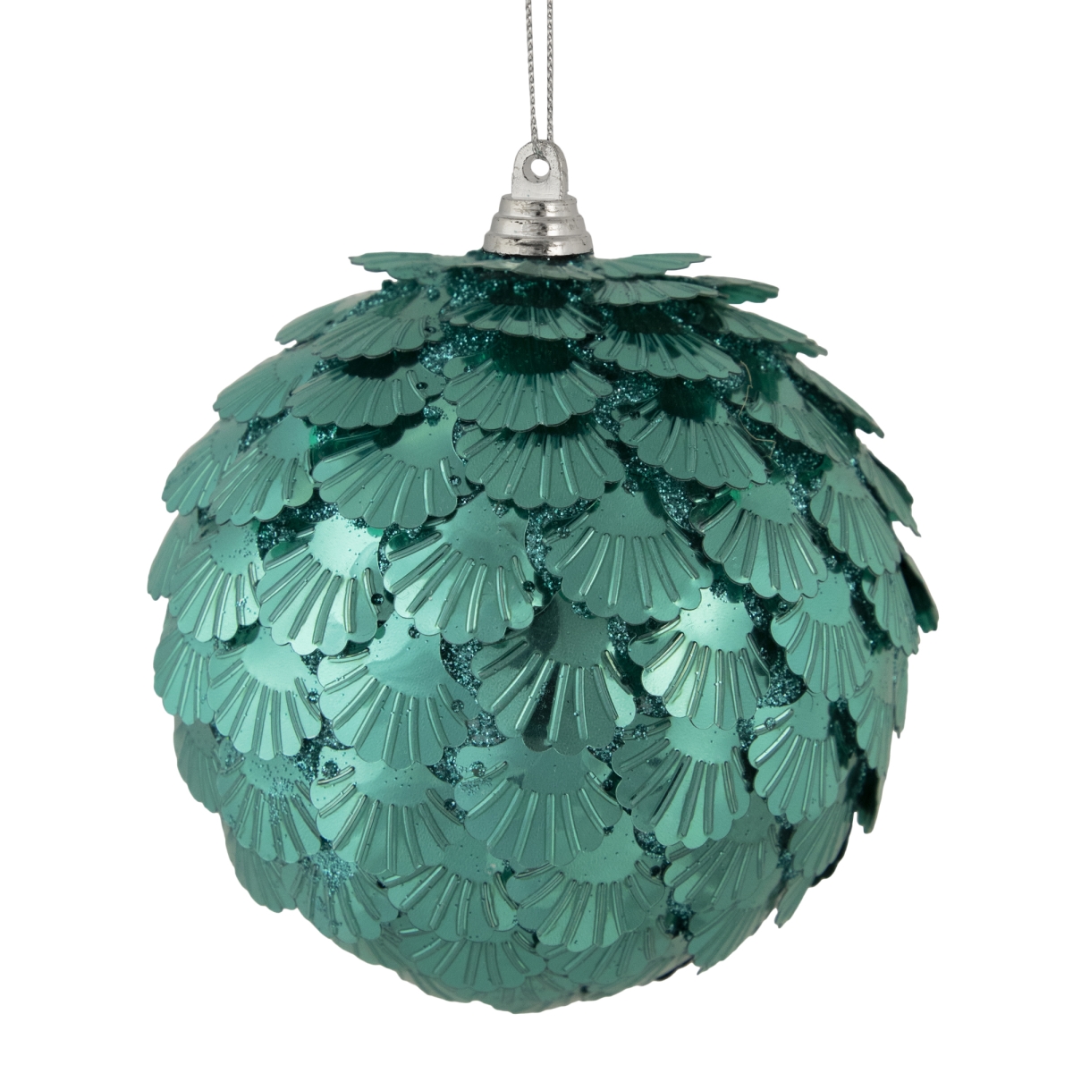 34861484 4 in. Sequin Layered Christmas Ball Ornament, Green