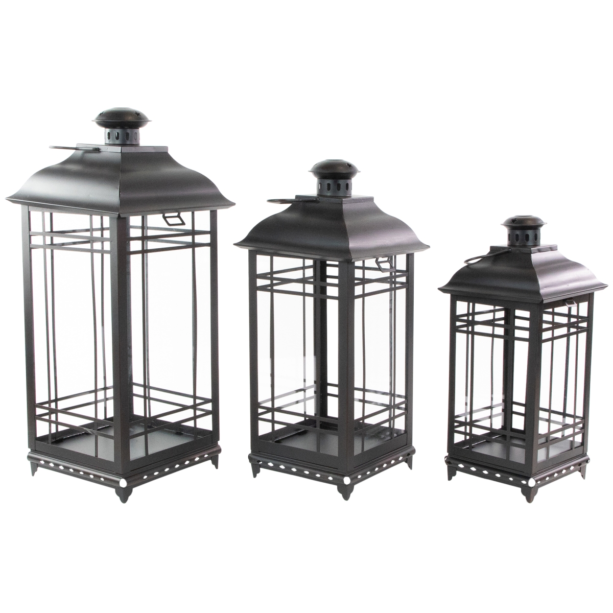 Picture of Northlight 35132871 19.5 in. Mission Style Candle Lanterns, Distressed Black - Set of 3