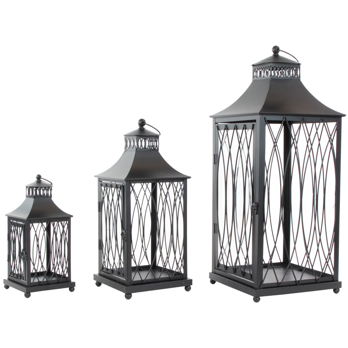 Picture of Northlight 35132873 22.75 in. Lattice Style Candle Lanterns, Black - Set of 3