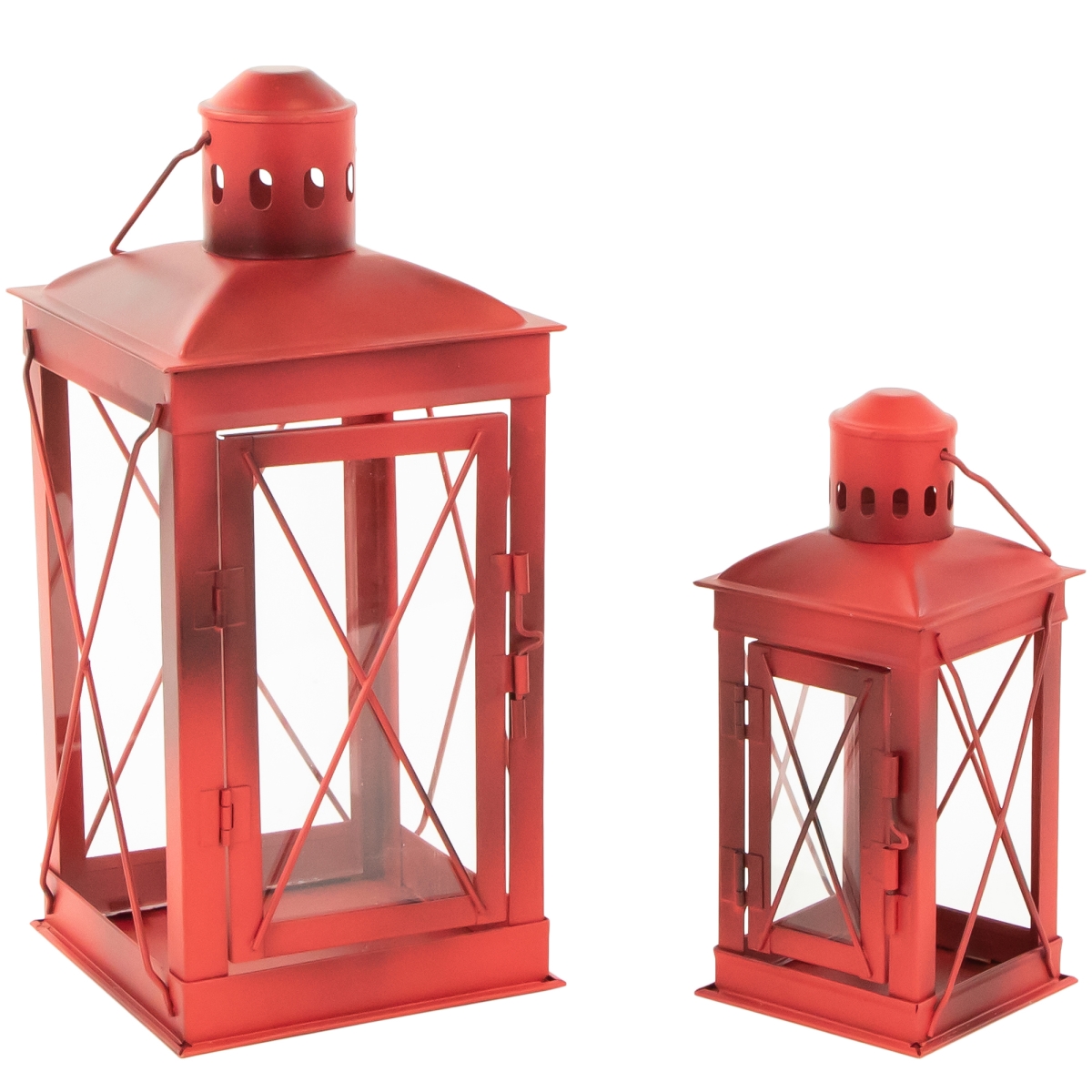 Picture of Northlight 35132883 12.25 in. Mission Style Candle Lanterns, Antique Red - Set of 2