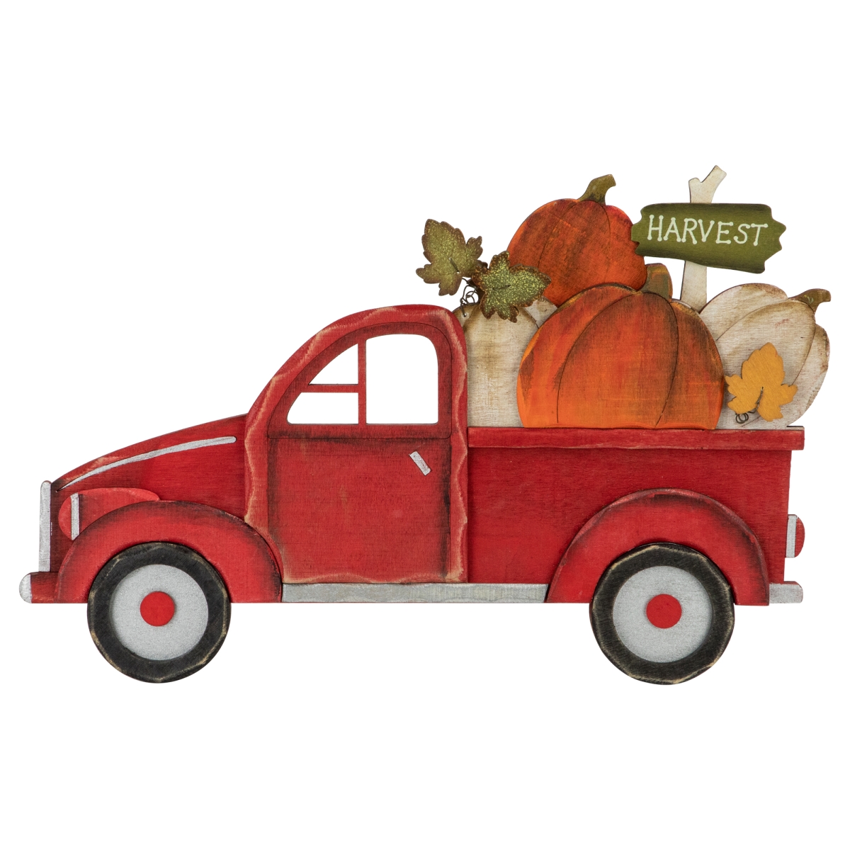 Picture of Northlight 35269840 14 in. Red Truck with Pumpkins Fall Harvest Sign Decoration