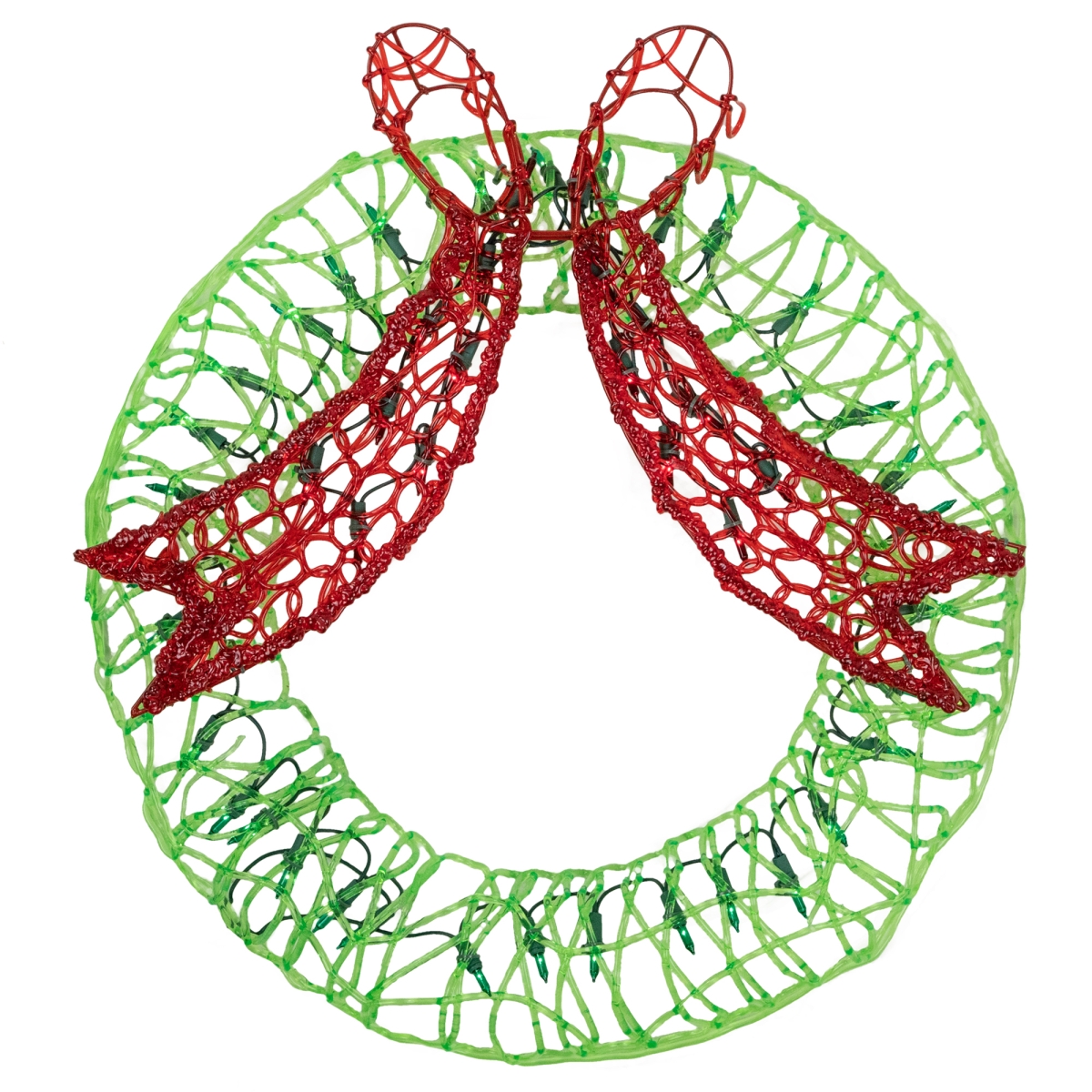 Picture of Northlight 35256326 20 in. Lighted Wreath & Bow Christmas Window Silhouette Decoration&#44; Green & Red