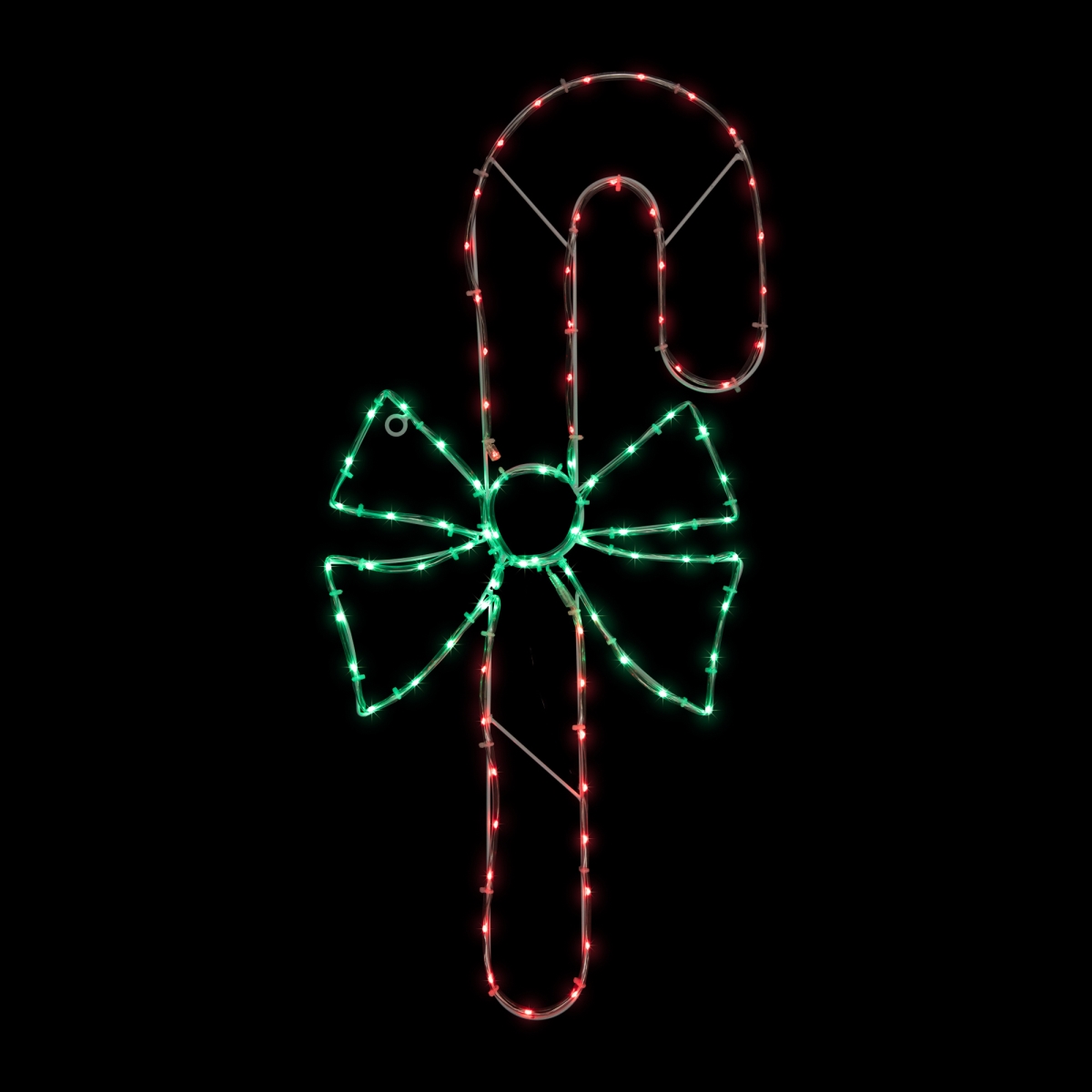 35256339 28 in. Lighted Candy Cane with Bow Window Silhouette Christmas Decoration