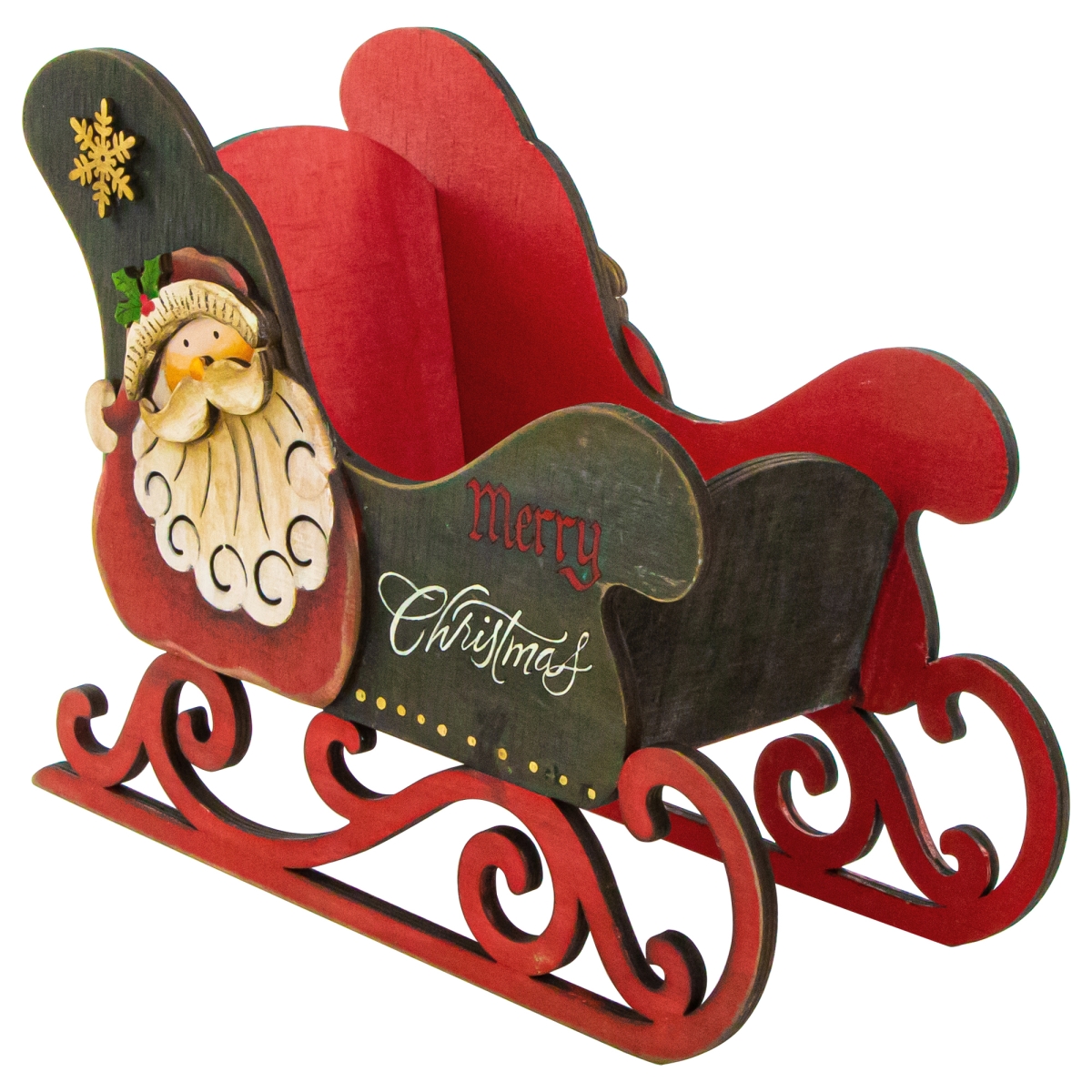 35269845 11.5 in. Santa Claus Merry Christmas Sleigh Decoration -  NorthLight