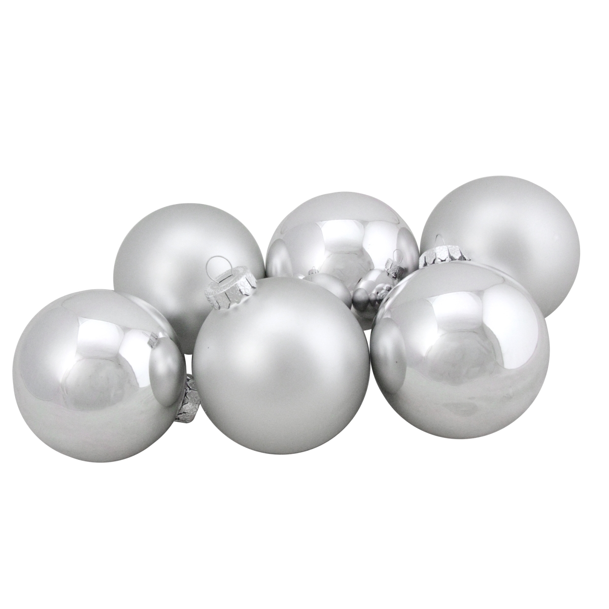 3.25 in. Christmas Ball Ornaments, Silver Shiny & Matte - 6 Count