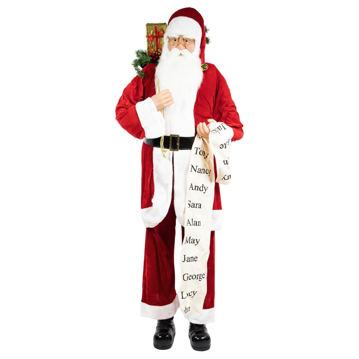 35245919 72 in. Santa Claus Naughty or Nice Christmas Figure, Red & White