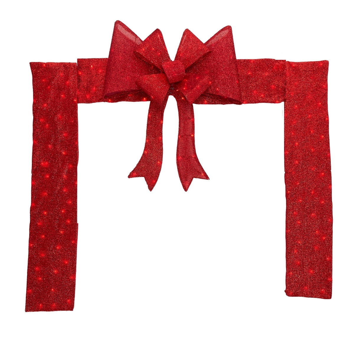 35252105 8 ft. LED Lighted Christmas Doorway Arch Decoration with Bow, Red