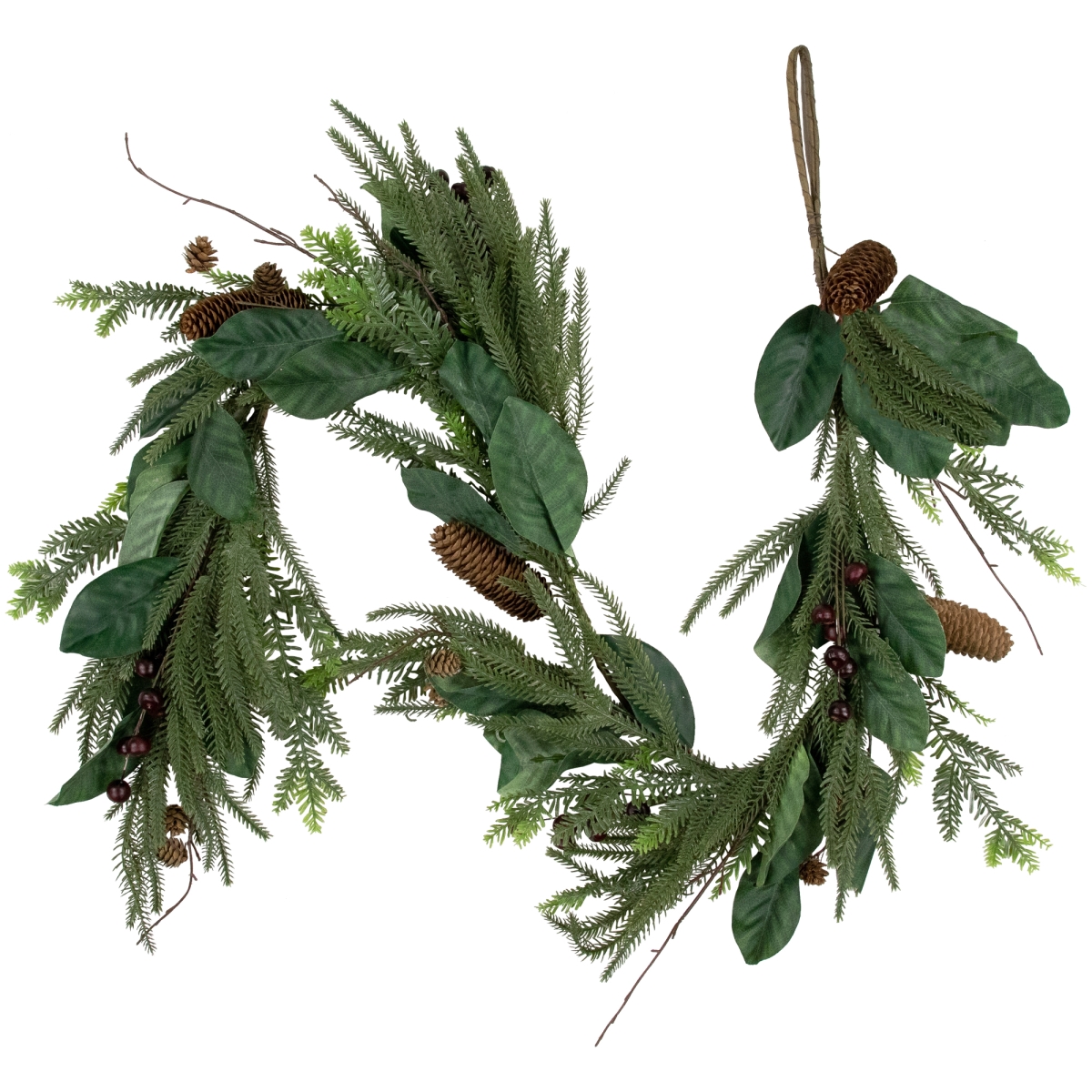 35251041 6 ft. Mixed Foliage & Pine Cones & Berries Christmas Garland with Unlit