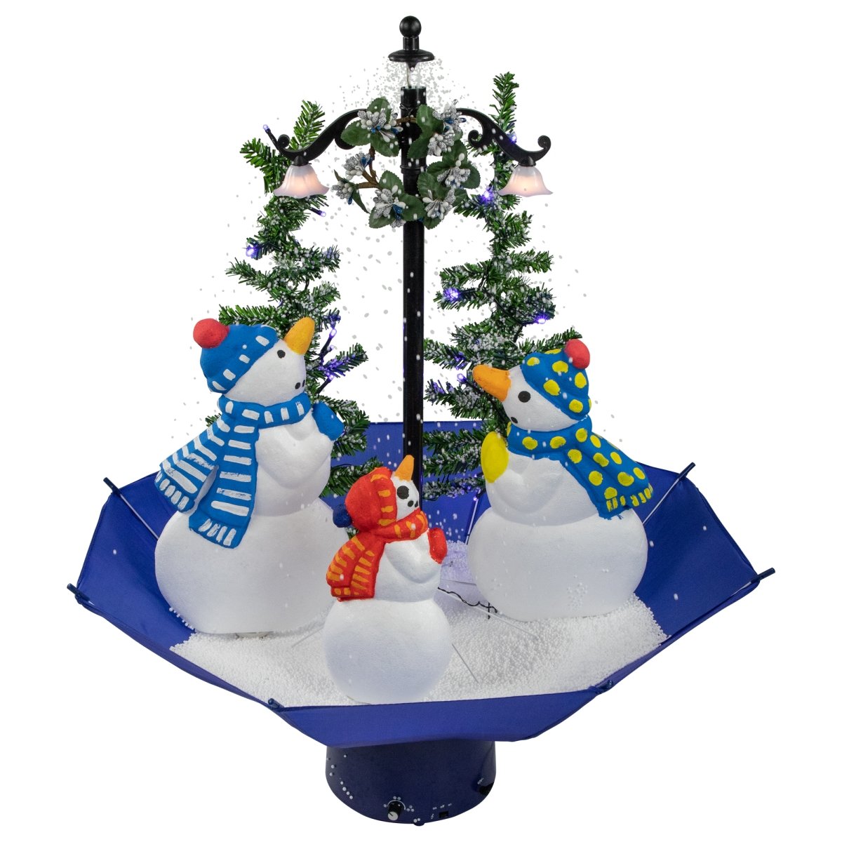Picture of Northlight 35246964 30 in. Lighted Musical Snowing Snowman Family in Umbrella Base Christmas Decoration