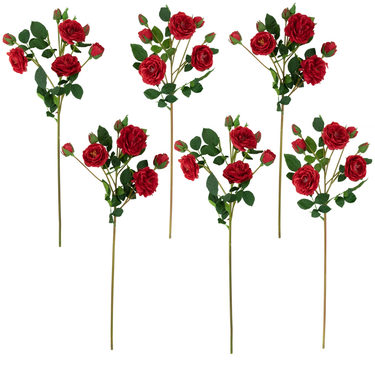 35644485 23 in. Real Touch Camellia Rose Artificial Floral Sprays, Red - Set of 6