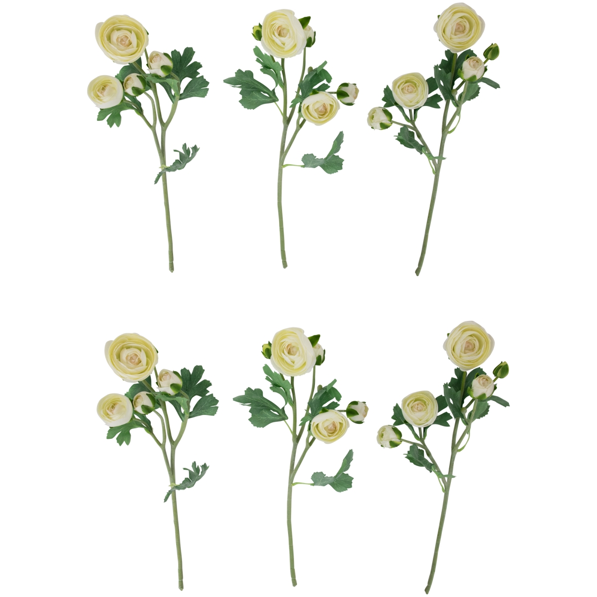 35644516 21 in. Ranunculus Artificial Floral Sprays, Cream - Set of 6