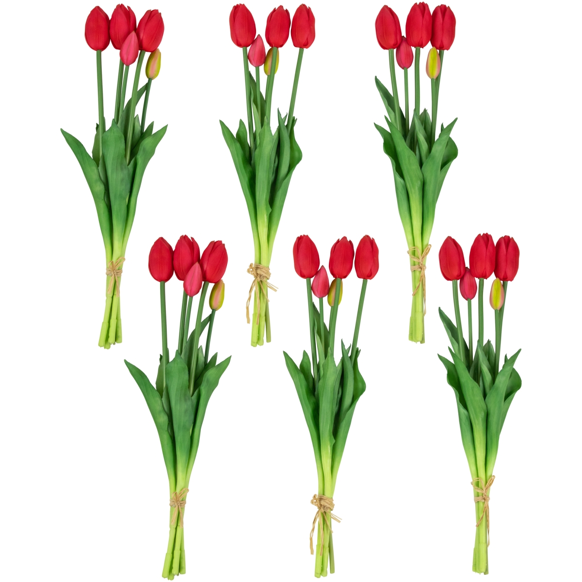 35644470 18 in. Tulip Artificial Floral Bundles, Ruby Red - Set of 6