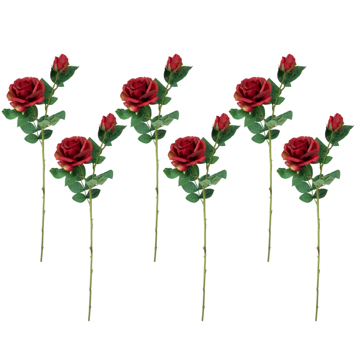 35644477 26 in. Real Touch Artificial Rose Stems, Red - Set of 6