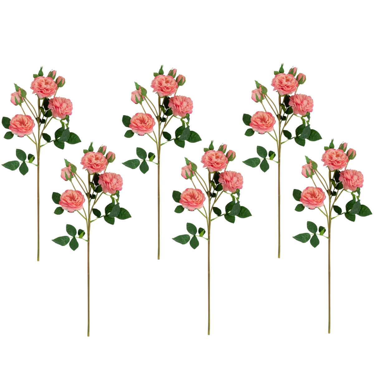35644483 23 in. Real Touch Camellia Rose Artificial Floral Sprays, Pink - Set of 6