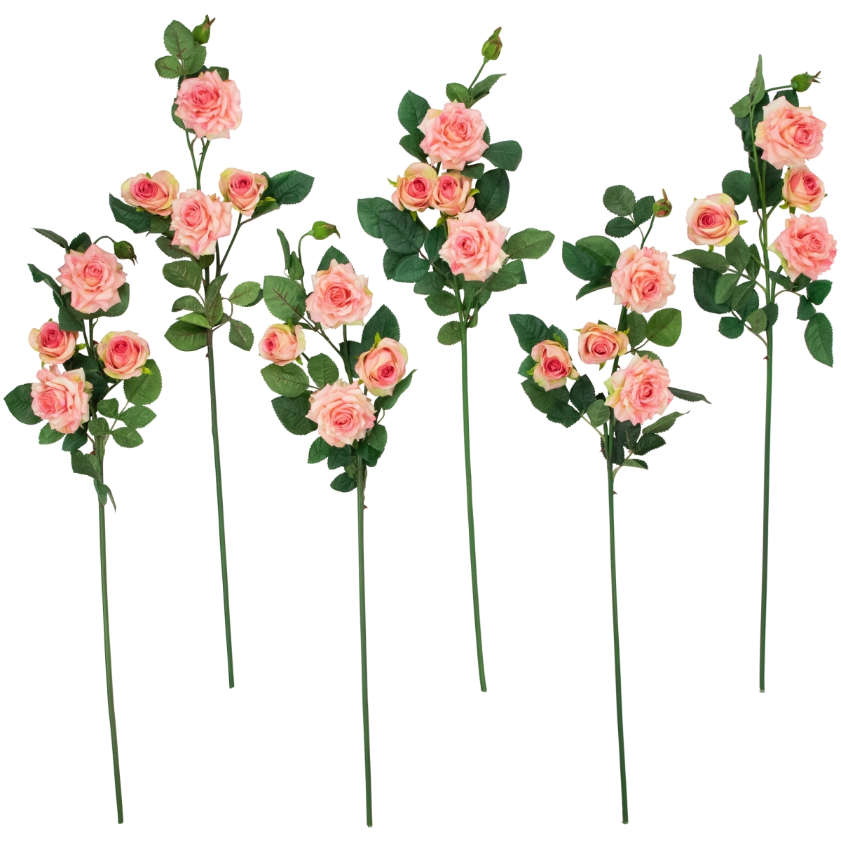 35644493 35 in. Life Like Artificial Rose Floral Sprays, Light Pink - Set of 6