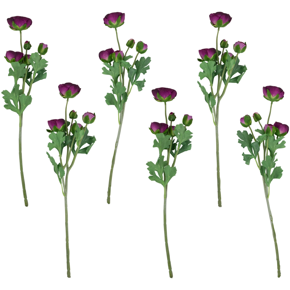 Picture of Northlight 35644512 21 in. Ranunculus Artificial Floral Sprays, Plum Purple - Set of 6