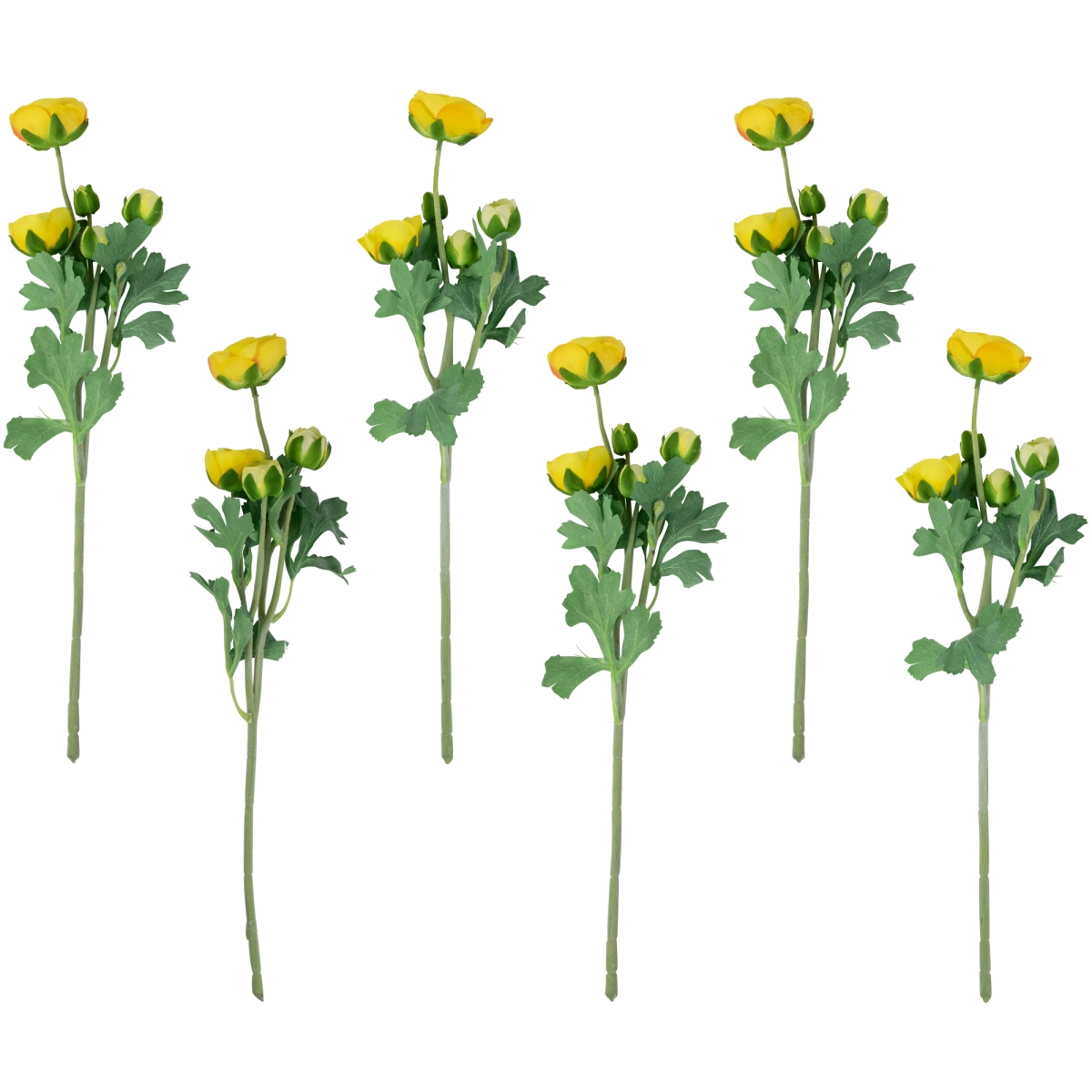 Picture of Northlight 35644517 21 in. Ranunculus Artificial Floral Sprays, Yellow - Set of 6