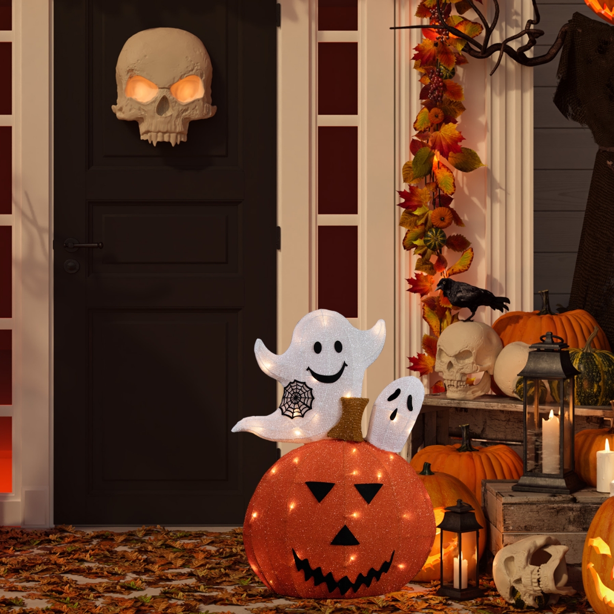 Picture of Northlight 35250591 27.5 in. LED Lighted Battery Operated Jack-O-Lantern & Ghosts Halloween Decoration