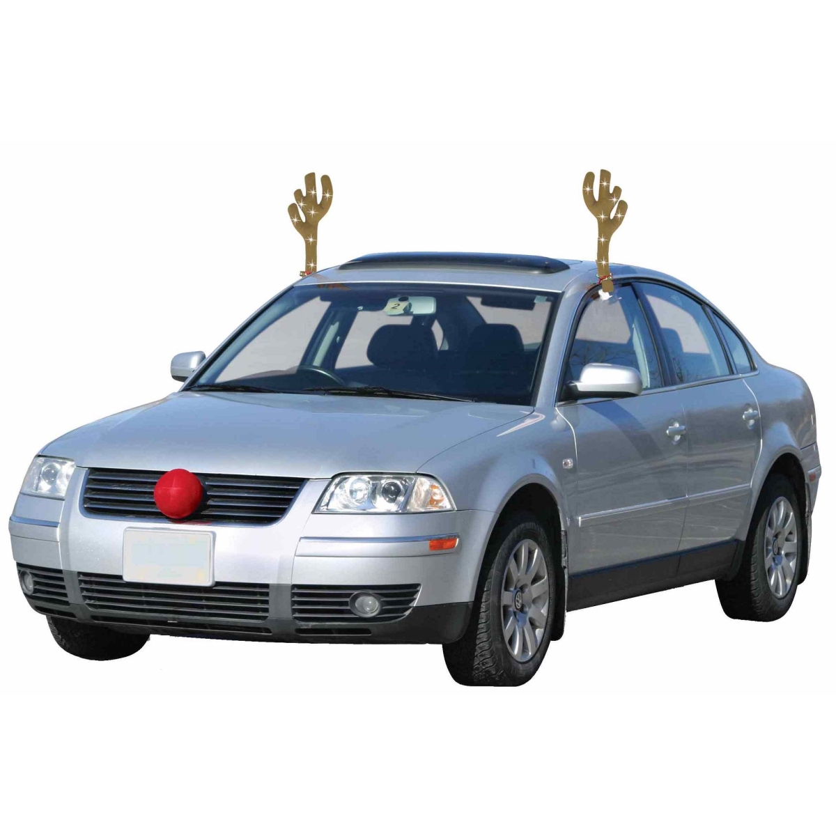 34655895 19 in. Reindeer Christmas Car Decorating Kit, Light Brown & Red