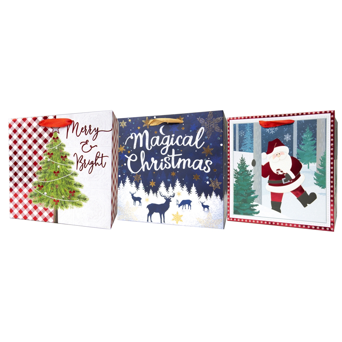 34815644 Assorted Christmas Gift Bags with Handle - Medium - Pack of 3