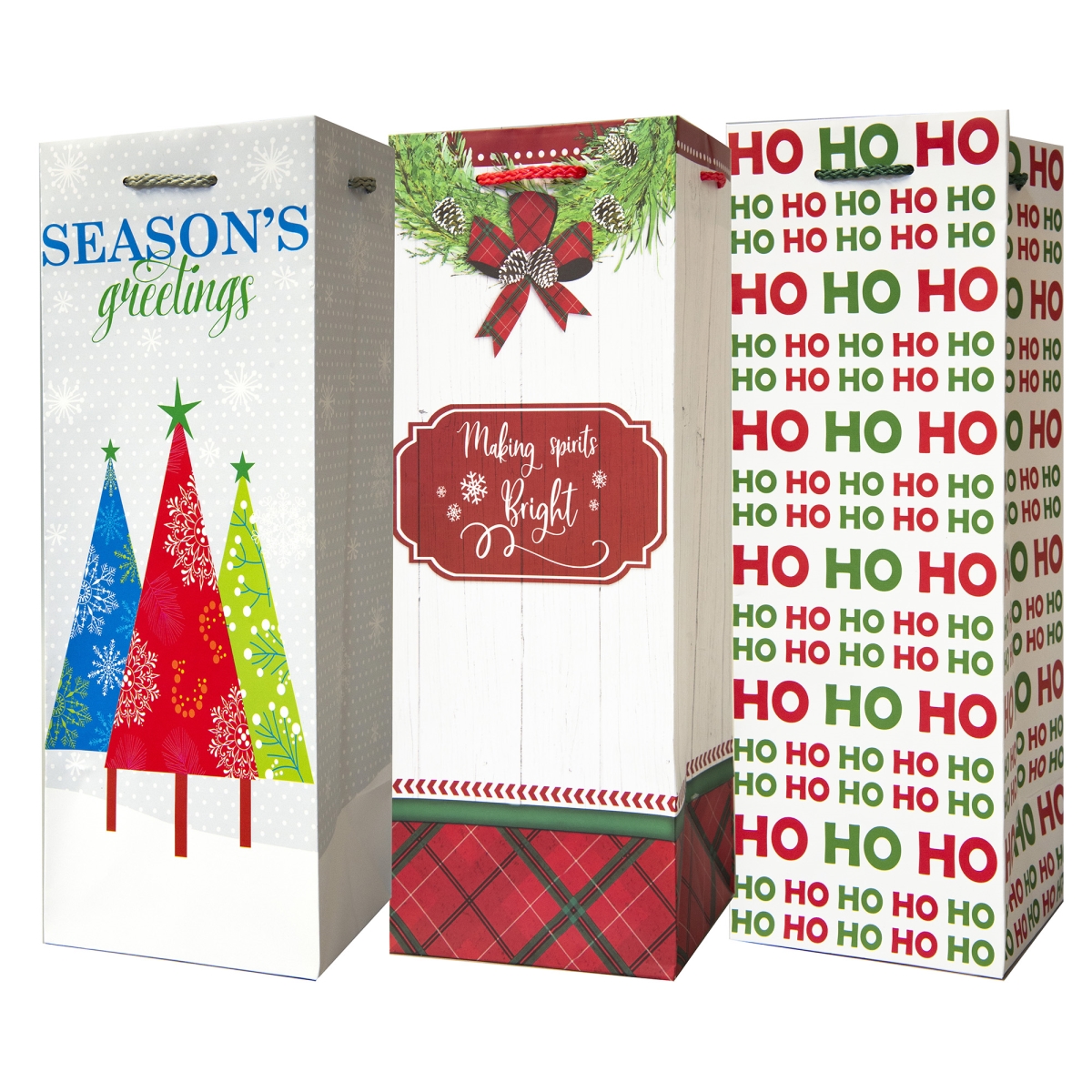 34815634 Assorted Christmas Wine Gift Bags with Handle - Pack of 6