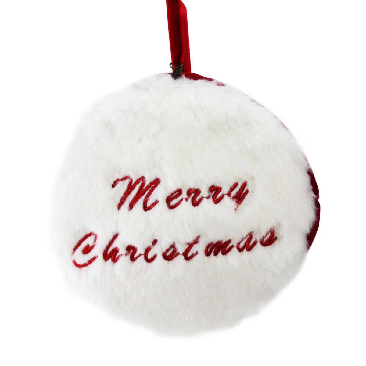 Picture of Allstate 32630717 7.5 in. Merry Christmas Faux Fur Decorative Disc Ornament&#44; Red & White