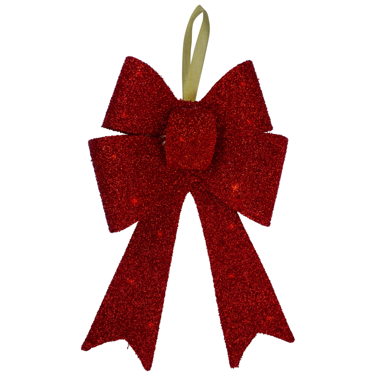 34859987 19 in. LED Lighted Tinsel Bow Christmas Decoration, Red -  NorthLight