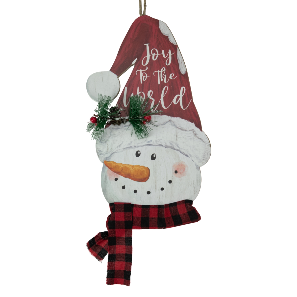 Picture of Northlight 34861523 16.5 in. Joy to The World Snowman in Santa Hat Christmas Wall Decoration