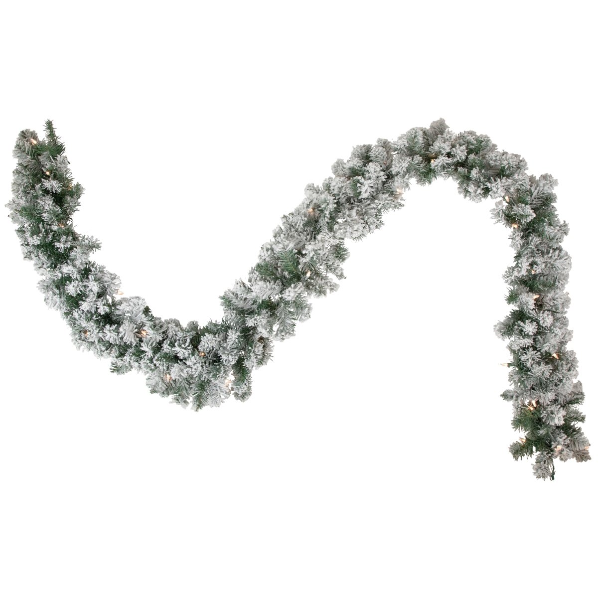 34908479 9 ft. x 10 in. Pre-lit Flocked Madison Pine Artificial Christmas Garland Clear Lights -  NorthLight