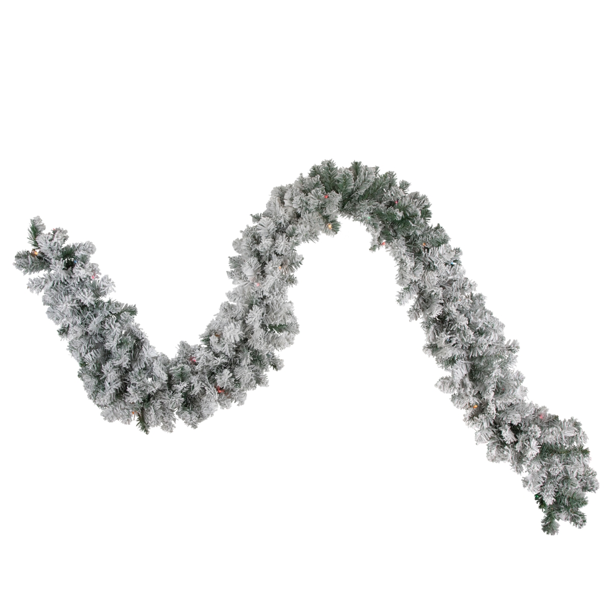 34908480 9 ft. x 10 in. Pre-Lit Flocked Madison Pine Artificial Christmas Garland Multi Lights -  NorthLight