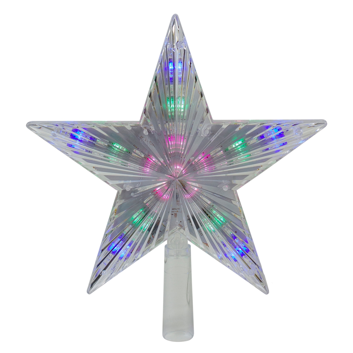 33655117 9.5 in. Lighted Clear 5 Point Star Christmas Tree Topper - Multicolor LED Lights -  Hofert