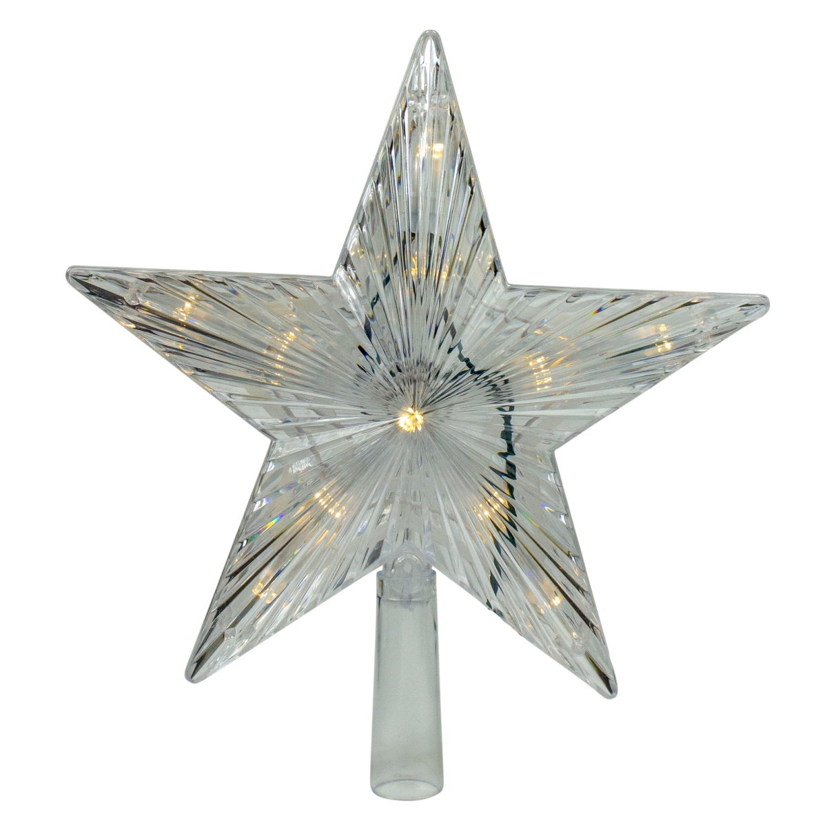 33655130 9.5 in. Lighted White Star Christmas Tree Topper - White & Multicolor LED Lights -  Hofert