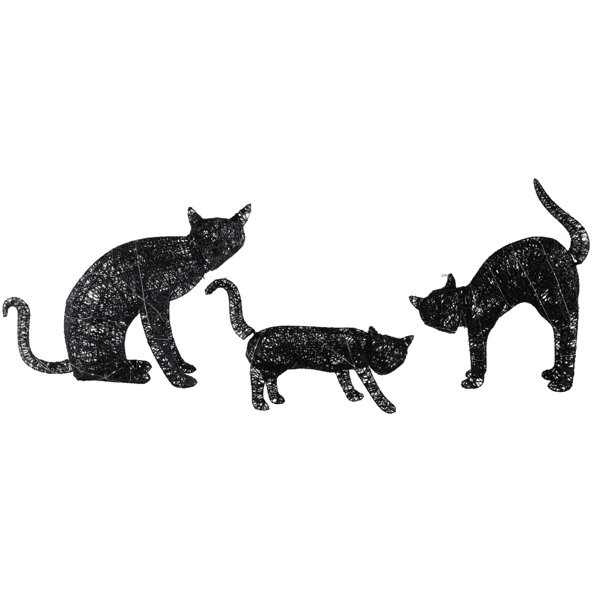 Picture of Northlight 35250589 LED Lighted Cat Family Outdoor Halloween Decorations - 27.5 in., Black - Set of 3