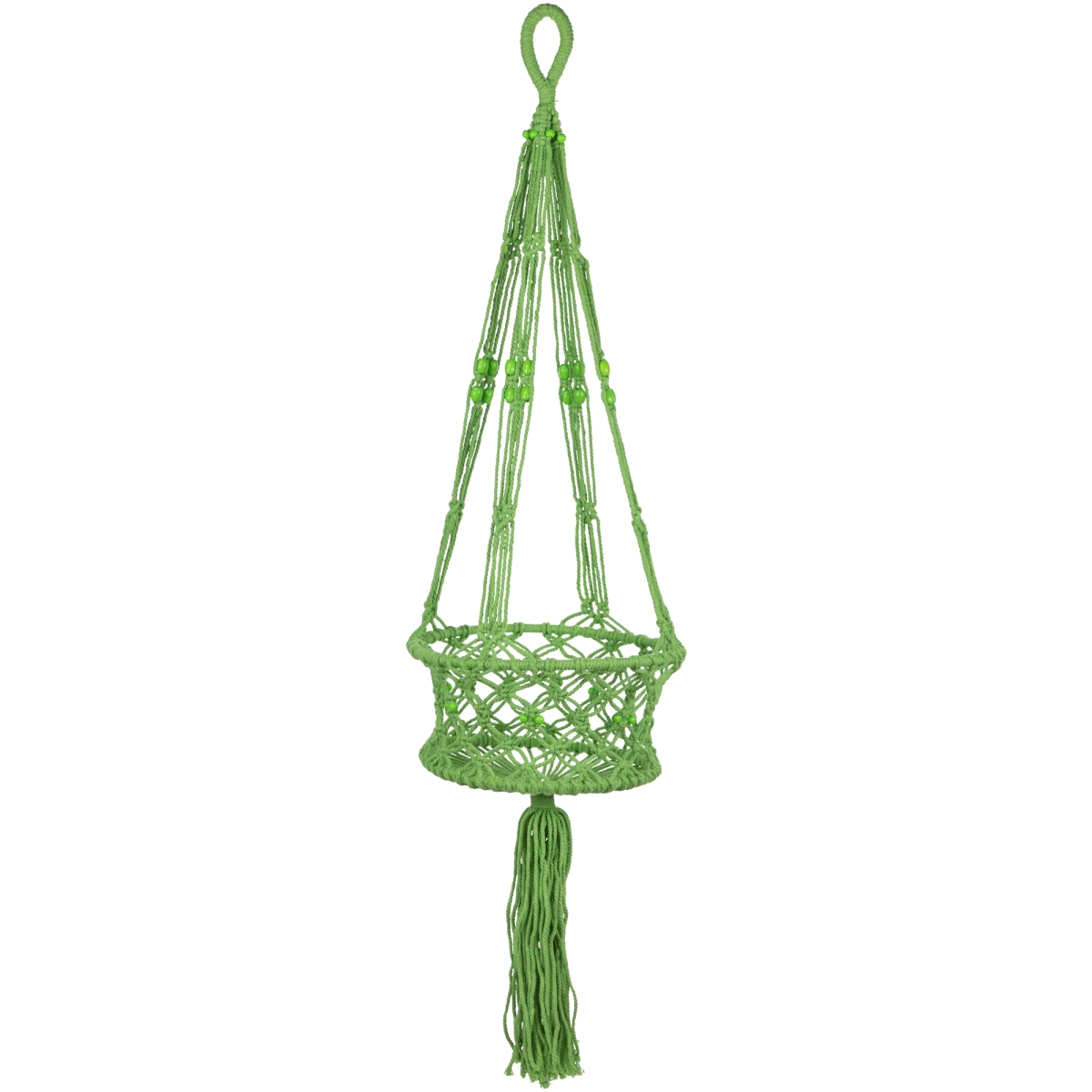 32816612 43 in. Lattice Pattern Cotton Netting Decorative Planter Hanger, Green