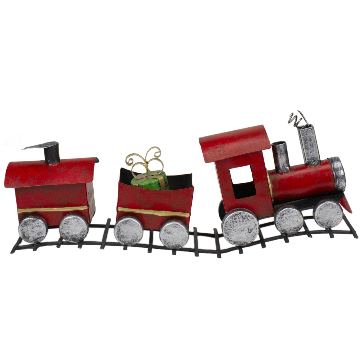 Picture of Northlight 34336825 15 in. Three Car Metal Train Christmas Decoration&#44; Red & Silver
