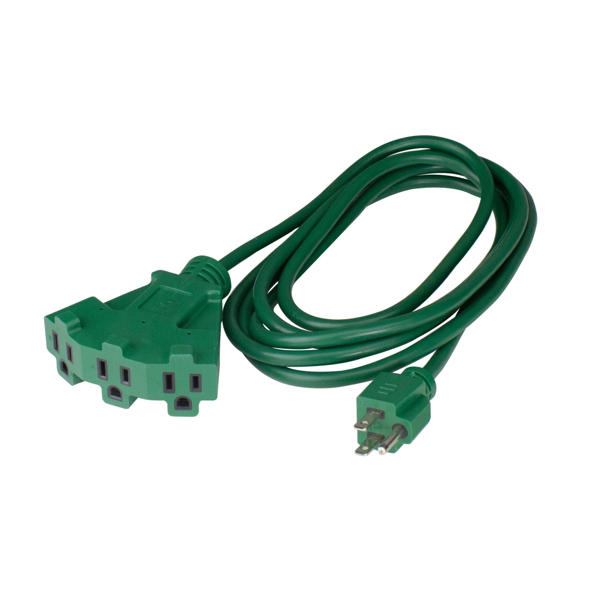 34316473 10 ft. 3-Prong Outdoor Extension Power Cord with Fan Style Connector, Green