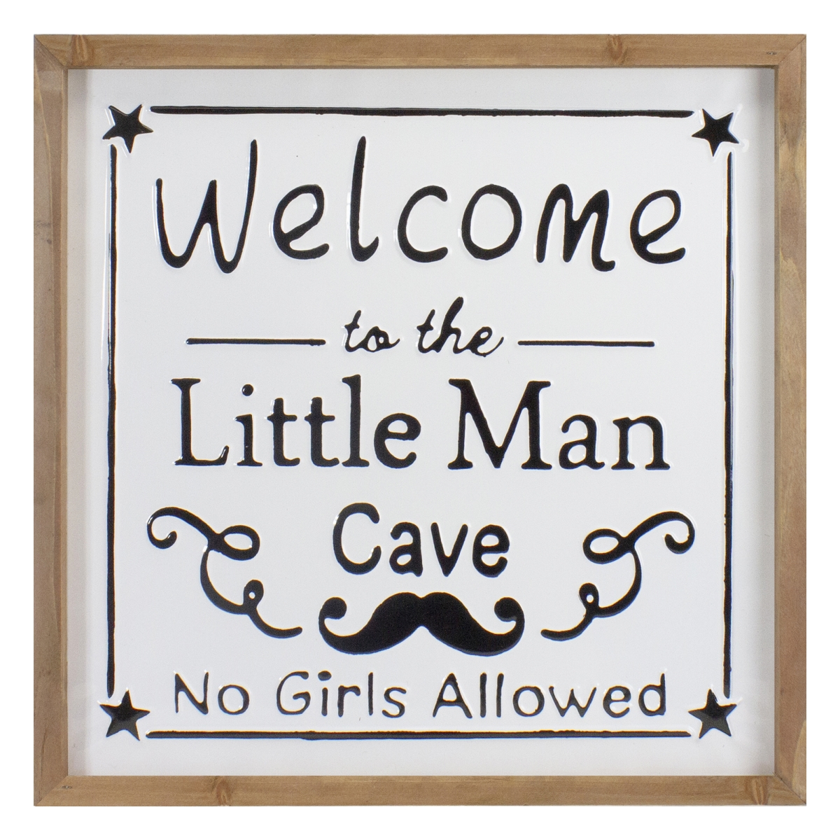 34739329 16 in. Wooden Framed Welcome to The Little Man Cave Wall Sign