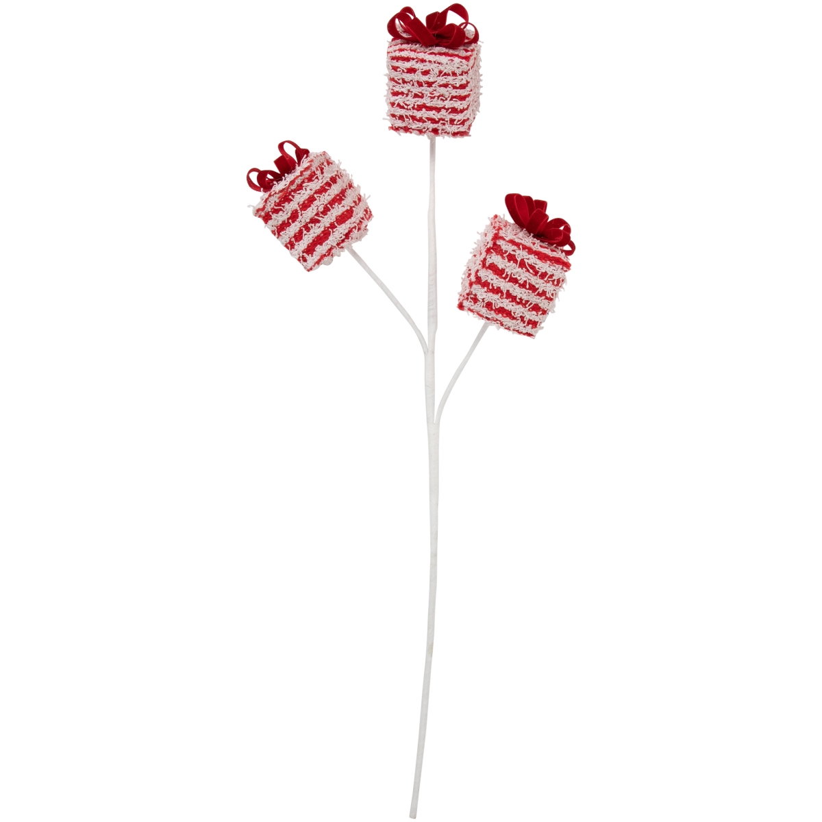 35691087 26 in. Triple Candy Cane Gift Boxes Christmas Pick, Red & White