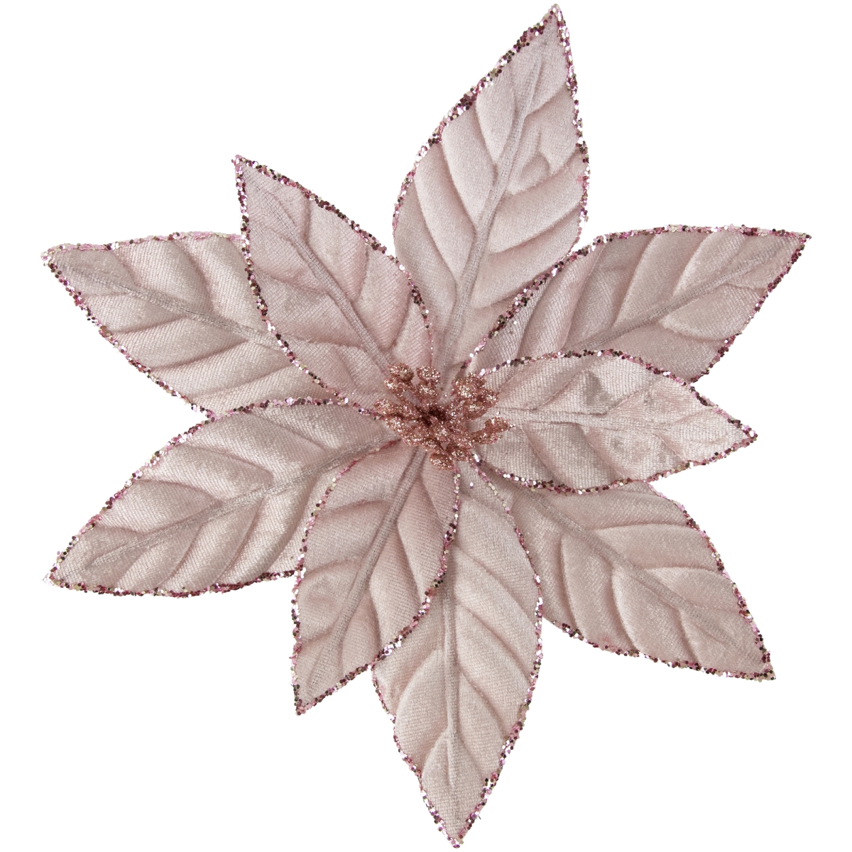35691105 10 in. Glittered Poinsettia Christmas Floral Clip, Pink